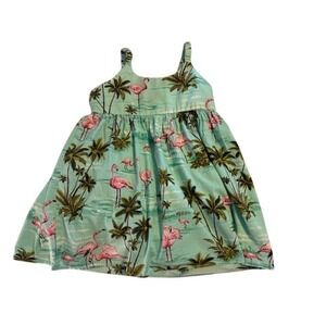 KY'S‎ Vintage Made in Hawaii Girls Sundress Flamingo Palm Trees Dress - size 8